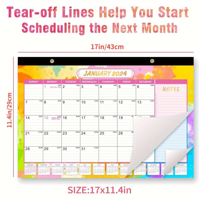18-Month Academic Desk Calendar, Julian Dates, School Home Office