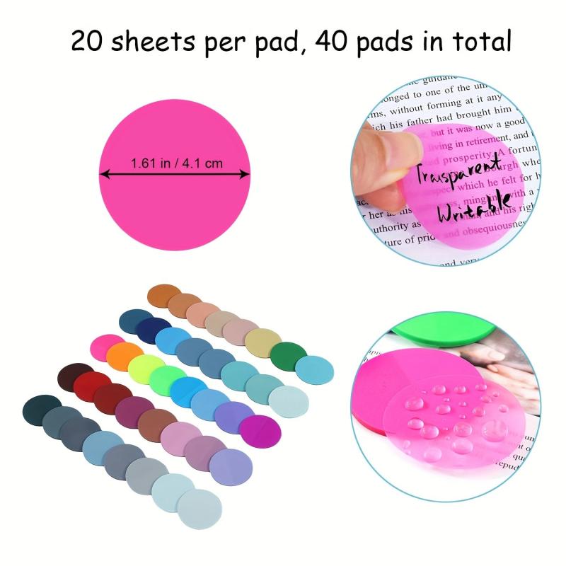 40pcs Colorful Round Transparent Adhesive Labels Sticky Notes