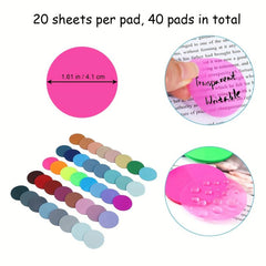 40pcs Colorful Round Transparent Adhesive Labels Sticky Notes