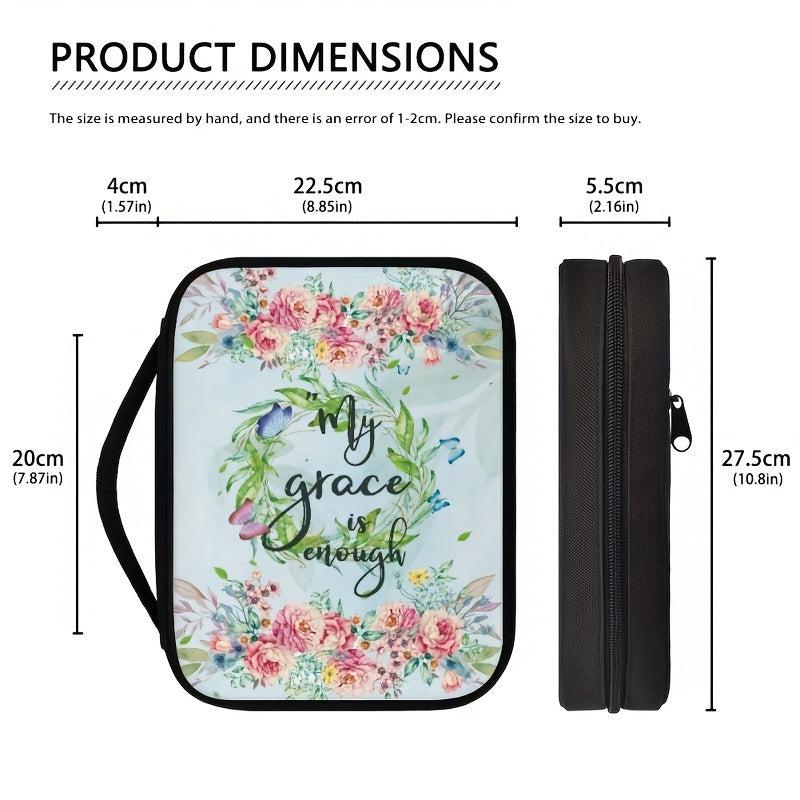 Bible Cover My Grace Is Enough Floral Carrying Bag