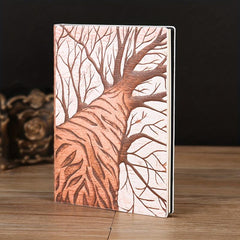 PCA5 Retro Tree Wood Notepad Double Inner Page Horizontal Line Notebook