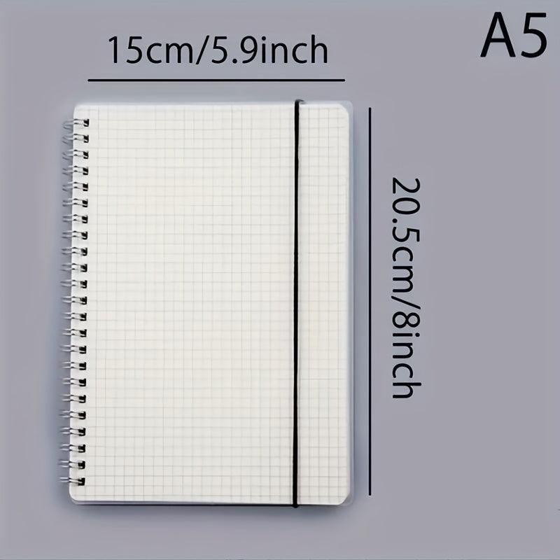 A5 Coil Notebook 80 Sheets PP Cover Horizontal Line Grid Spiral Hardcover