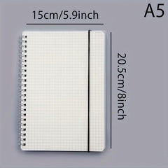 A5 Coil Notebook 80 Sheets PP Cover Horizontal Line Grid Spiral Hardcover