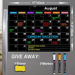 Magnetic Dry Erase Calendar For Fridge 17x11.8 Monthly Board