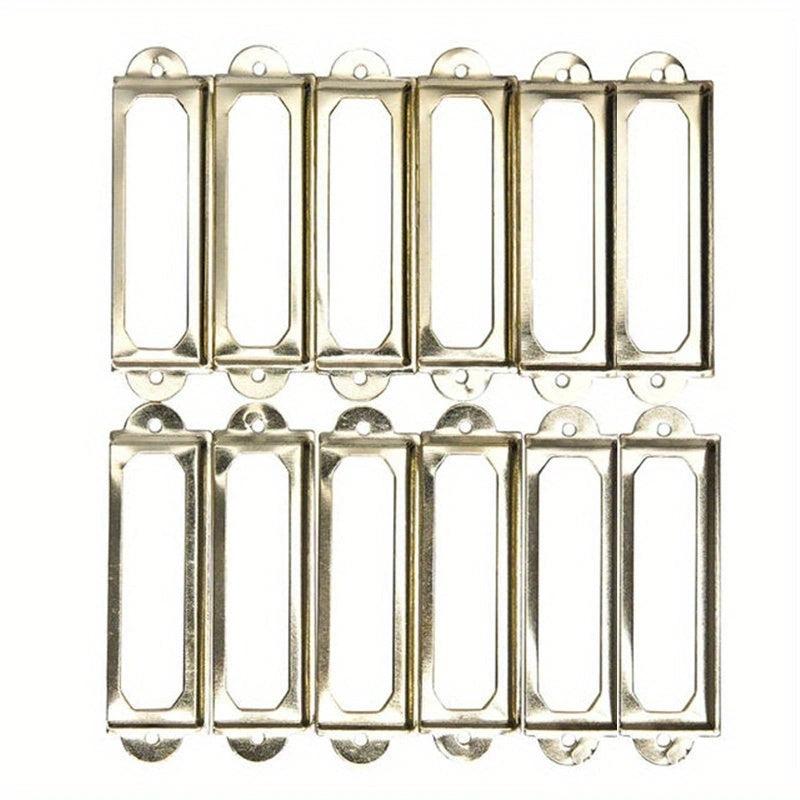 12pcs Antique Brass Iron Drawer Label Pull Handle Card Holder