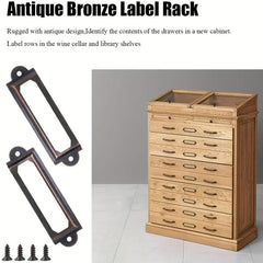 12pcs Antique Brass Iron Drawer Label Pull Handle Card Holder