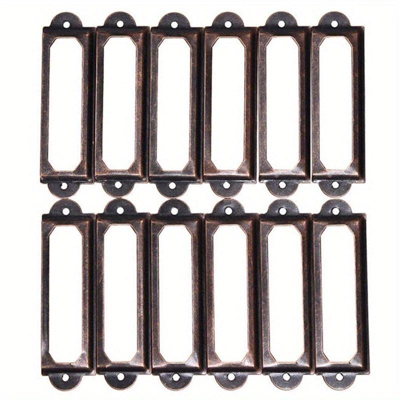 12pcs Antique Brass Iron Drawer Label Pull Handle Card Holder