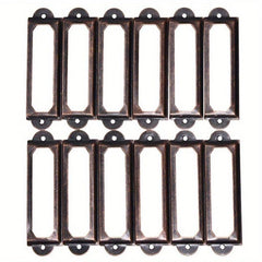 12pcs Antique Brass Iron Drawer Label Pull Handle Card Holder