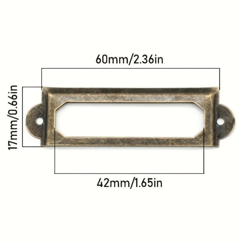 12pcs Antique Brass Iron Drawer Label Pull Handle Card Holder