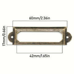 12pcs Antique Brass Iron Drawer Label Pull Handle Card Holder