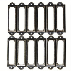 12pcs Antique Brass Iron Drawer Label Pull Handle Card Holder