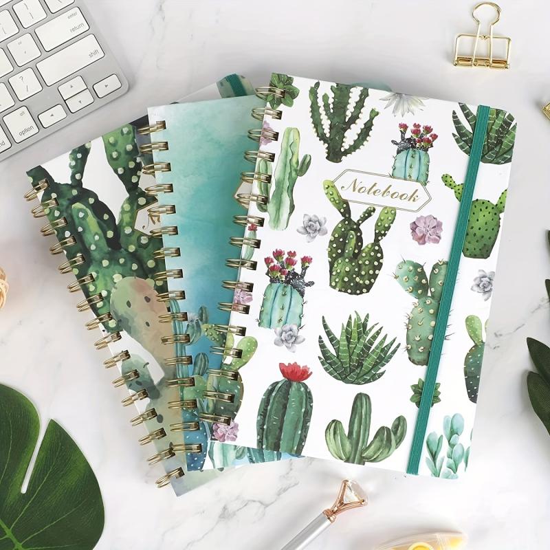 3 Pack Hardcover Spiral Notebook 160 Pages Cactus 8.25 x 5.25in