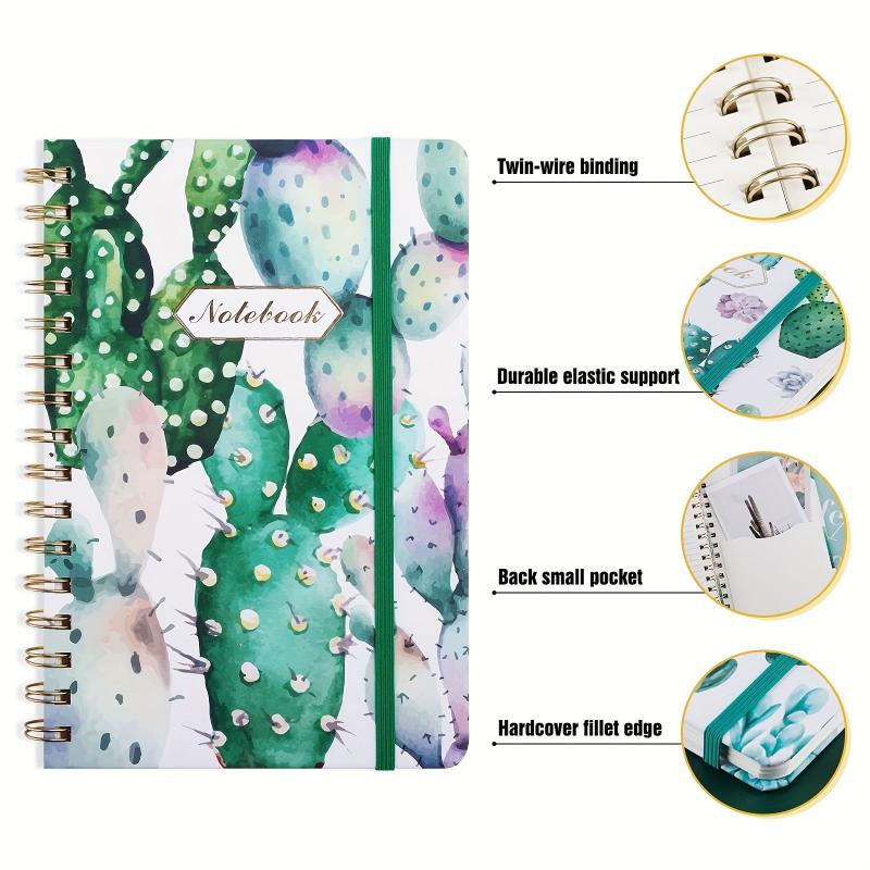 3 Pack Hardcover Spiral Notebook 160 Pages Cactus 8.25 x 5.25in