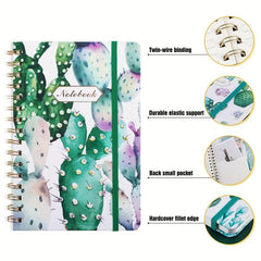 3 Pack Hardcover Spiral Notebook 160 Pages Cactus 8.25 x 5.25in