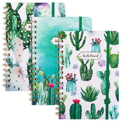 3 Pack Hardcover Spiral Notebook 160 Pages Cactus 8.25 x 5.25in