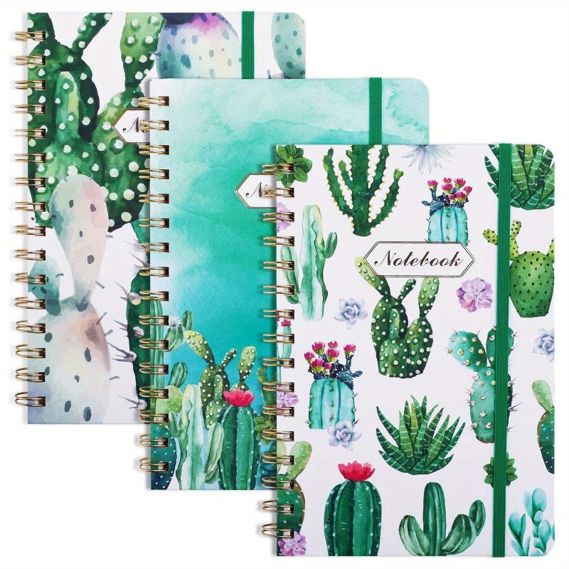 3 Pack Hardcover Spiral Notebook 160 Pages Cactus 8.25 x 5.25in