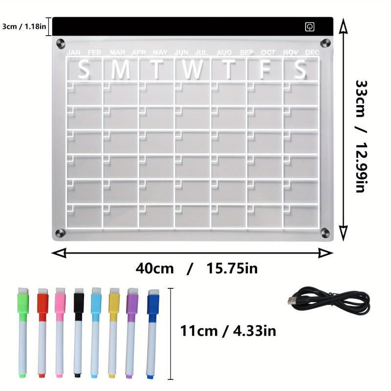 Magnetic Acrylic Fridge Calendar Clear Dry Erase Monthly Planner