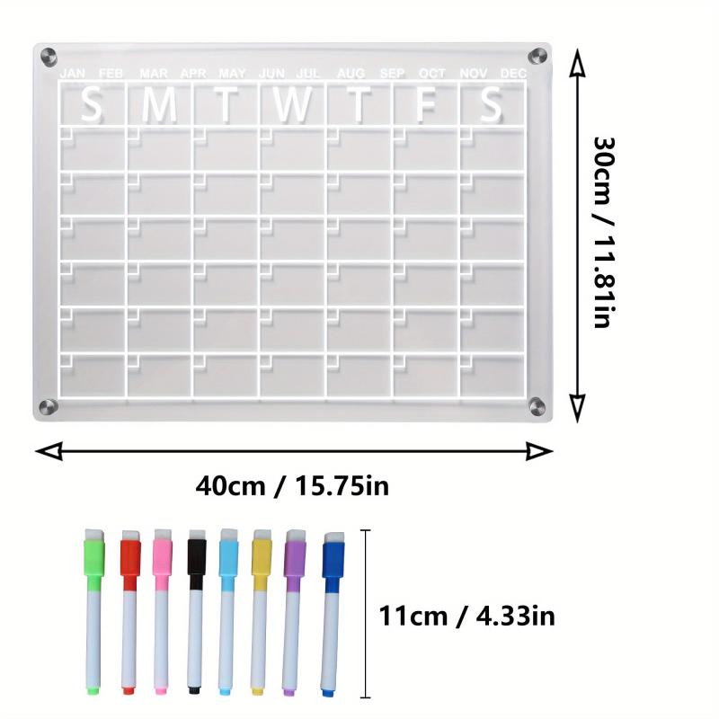 Magnetic Acrylic Fridge Calendar Clear Dry Erase Monthly Planner