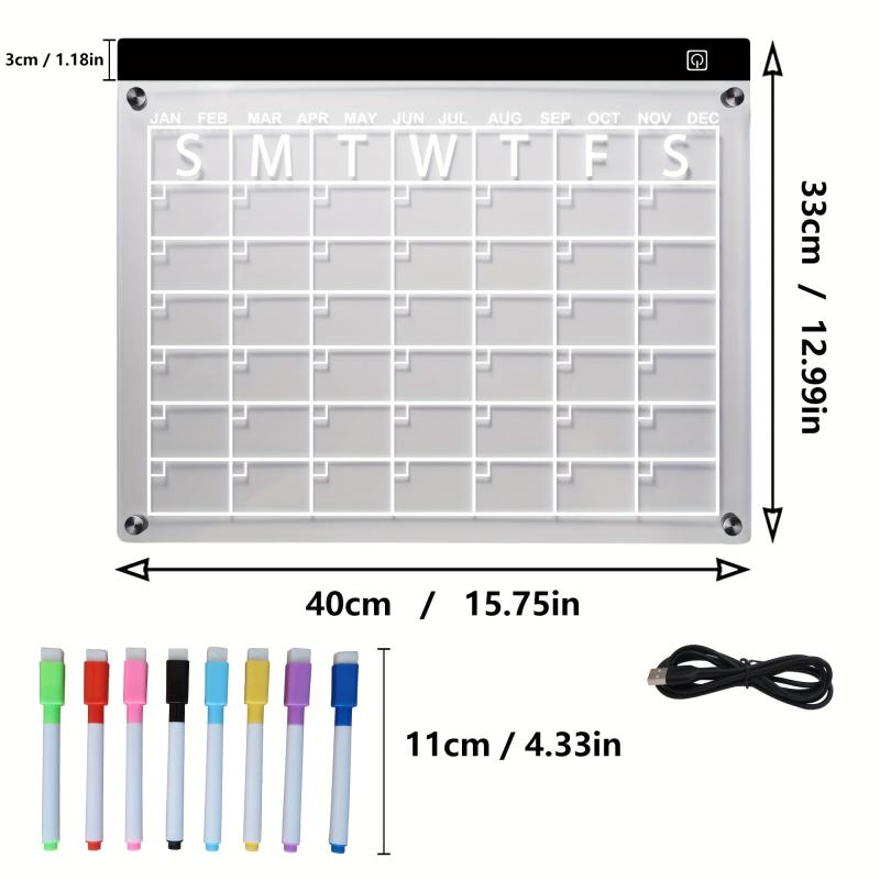 Magnetic Acrylic Fridge Calendar Clear Dry Erase Monthly Planner