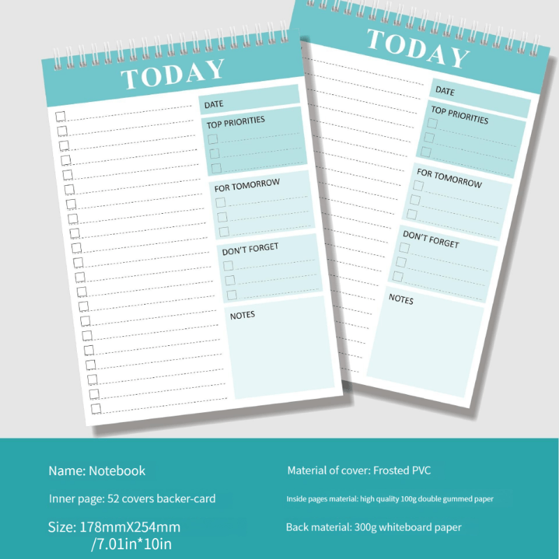 52cs Spiral Binding Planner Daily Task Reminder Health Notepad Time Management