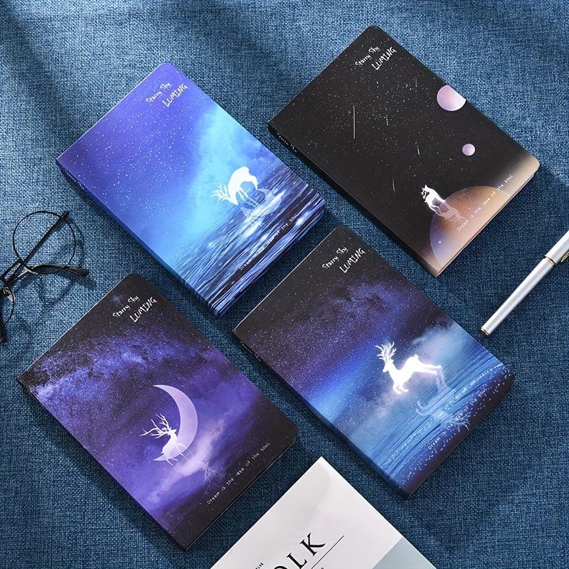 Starry Sky Deer Inner Page Hardcover Notepad Notebook