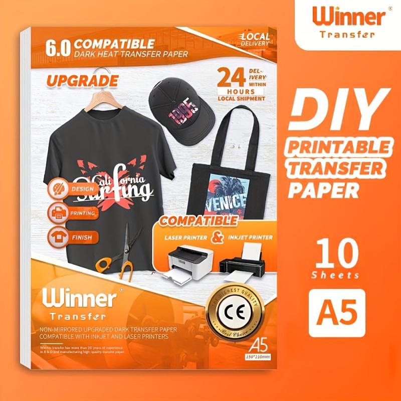 10pcs Transfer Heat Transfer Paper For T Shirt Dark Fabric A5