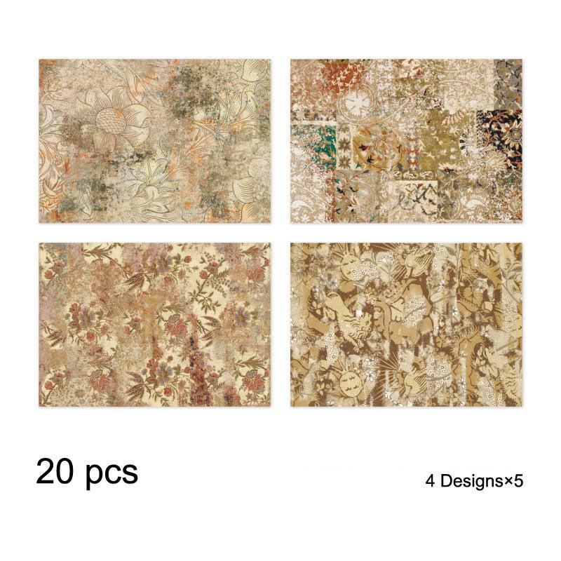 20pcs Vintage Floral Pattern Craft Paper DIY Photo Album Card Making