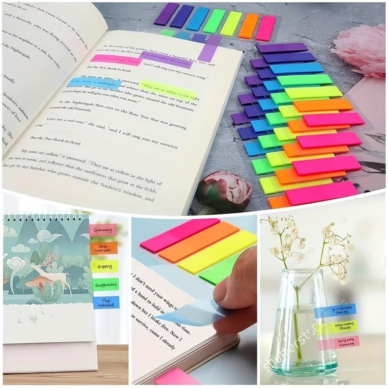 140 Sheets 7 Colors Index Label Fluorescent Sticker Translucent Bookmark