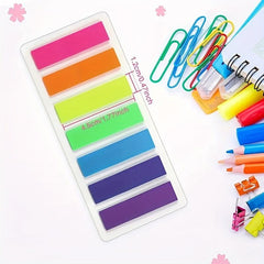140 Sheets 7 Colors Index Label Fluorescent Sticker Translucent Bookmark