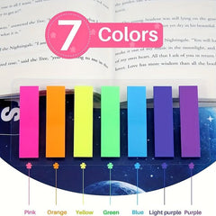 140 Sheets 7 Colors Index Label Fluorescent Sticker Translucent Bookmark