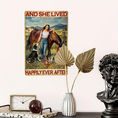 Horse Woman Poster Decorative Painting Metal Sign for Home Bar Cafe Garage