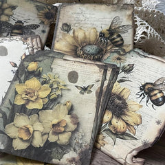 30pcs Retro Art Bee Multiple Flowers Animal Plant Journal Diy Decoration Paper