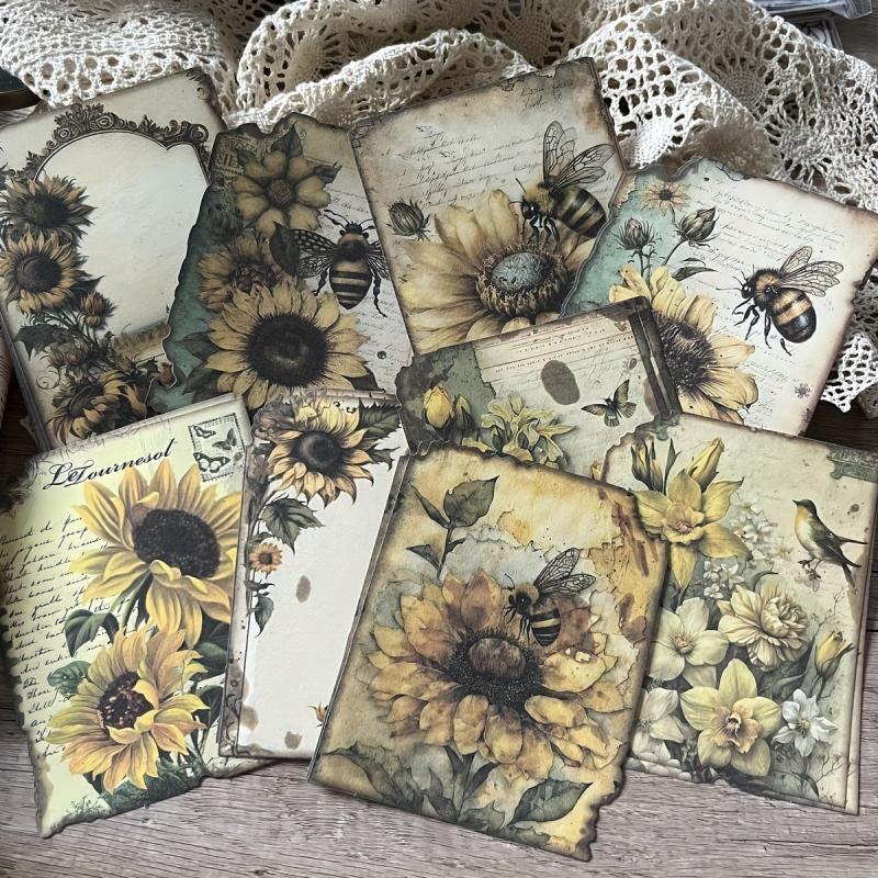30pcs Retro Art Bee Multiple Flowers Animal Plant Journal Diy Decoration Paper