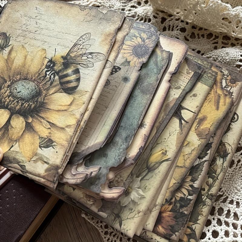 30pcs Retro Art Bee Multiple Flowers Animal Plant Journal Diy Decoration Paper