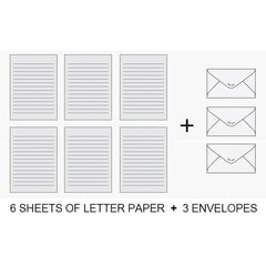 Stationery Writing Paper & Envelopes Set, 6 Letters & 3 Envelopes