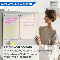 2PCS Acrylic Magnetic Weekly & Blank Board Calendar For Fridge