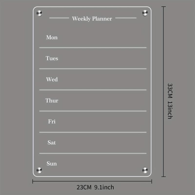 2PCS Acrylic Magnetic Weekly & Blank Board Calendar For Fridge