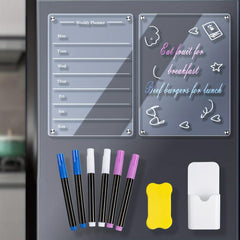 2PCS Acrylic Magnetic Weekly & Blank Board Calendar For Fridge