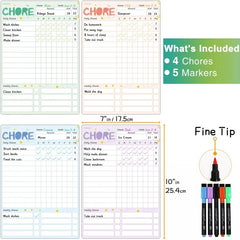 Magnetic Family Chore Chart - Dry Erase - Daily Responsibility - Reward System