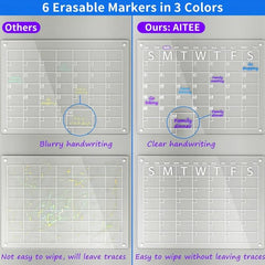 Acrylic Magnetic Dry Erase Board & Calendar for Fridge - Clear Set of 2