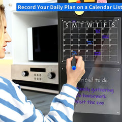 Acrylic Magnetic Dry Erase Board & Calendar for Fridge - Clear Set of 2