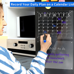 Acrylic Magnetic Dry Erase Board & Calendar for Fridge - Clear Set of 2