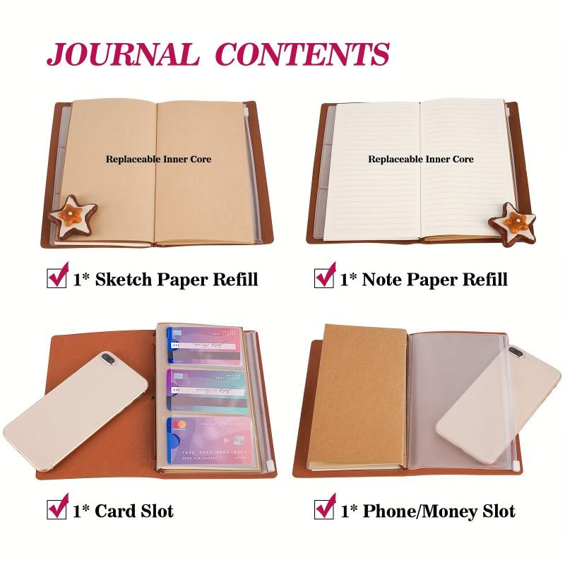 Niece Leather Journal Set With Pen 140 Pages Refillable Travel Diary