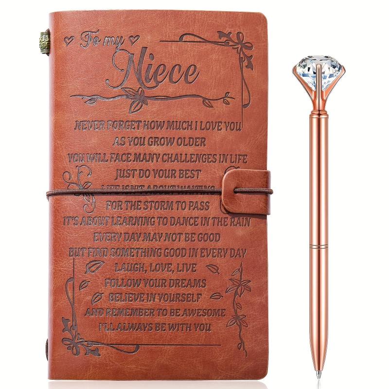 Niece Leather Journal Set With Pen 140 Pages Refillable Travel Diary