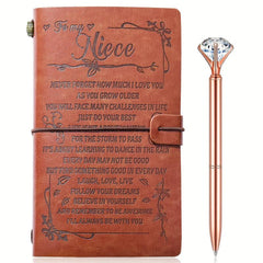 Niece Leather Journal Set With Pen 140 Pages Refillable Travel Diary