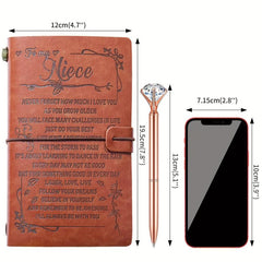 Niece Leather Journal Set With Pen 140 Pages Refillable Travel Diary