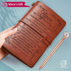 Niece Leather Journal Set With Pen 140 Pages Refillable Travel Diary