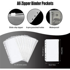 PU Leather Budget Planner A6 Cash Envelope Binder