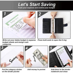 PU Leather Budget Planner A6 Cash Envelope Binder