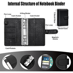 PU Leather Budget Planner A6 Cash Envelope Binder